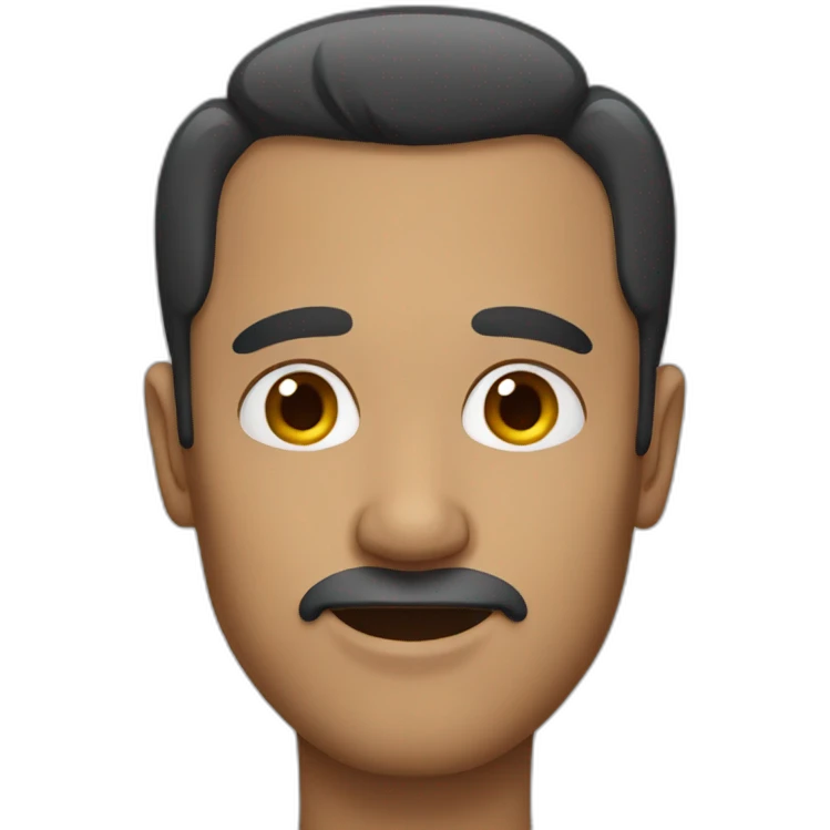 A man with conjoined eyebrows emoji