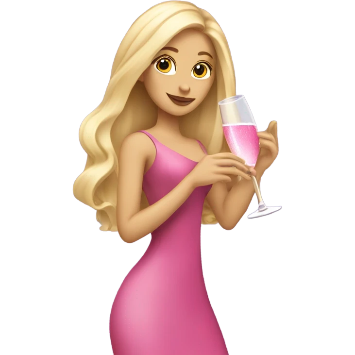 Pretty blonde lady with long hair drinking pink champagne emoji