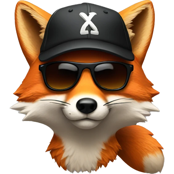 fox with black baseball cap and black sunglasses emoji