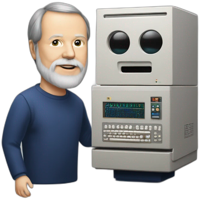 Ken Thompson with Dennis Ritchie with a PDP-11 emoji