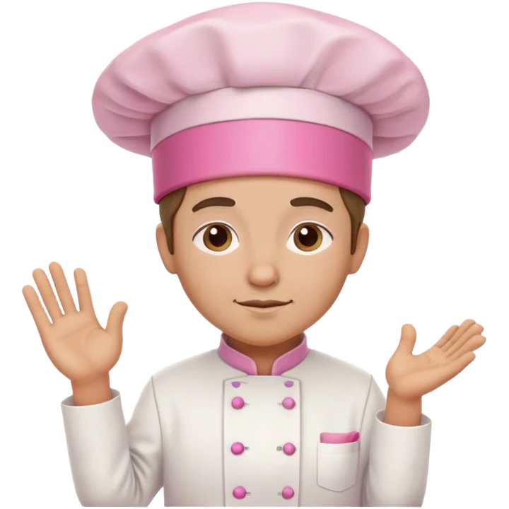 Chef in chef's dress with a pink chef hat emoji