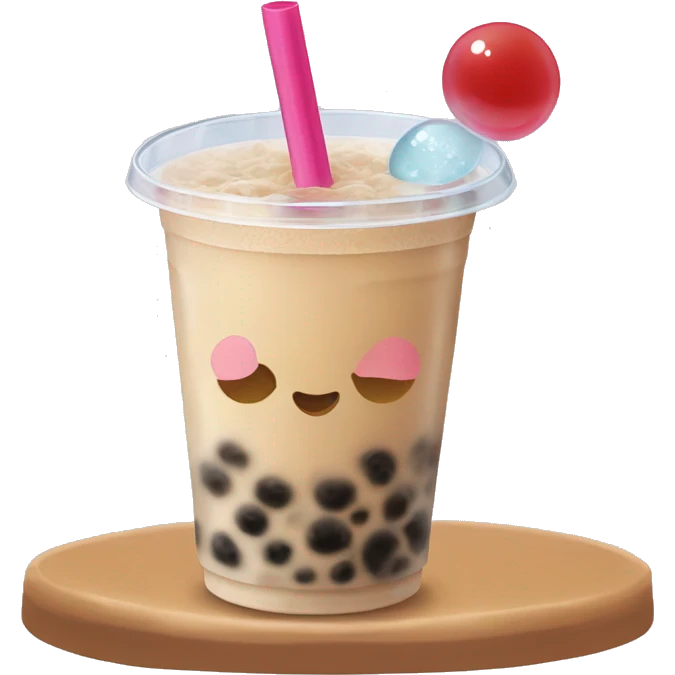 Bubble tea with ice and a clear straw beige emoji