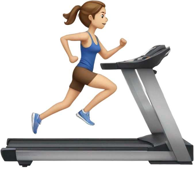 white girl with brown hair on treadmill emoji