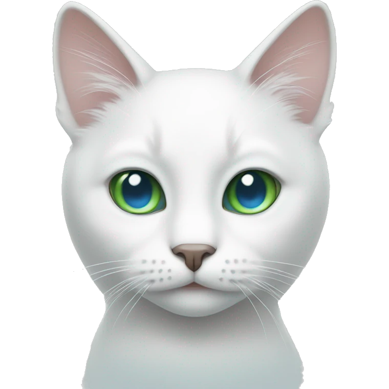 White cat with green and blue eyes emoji
