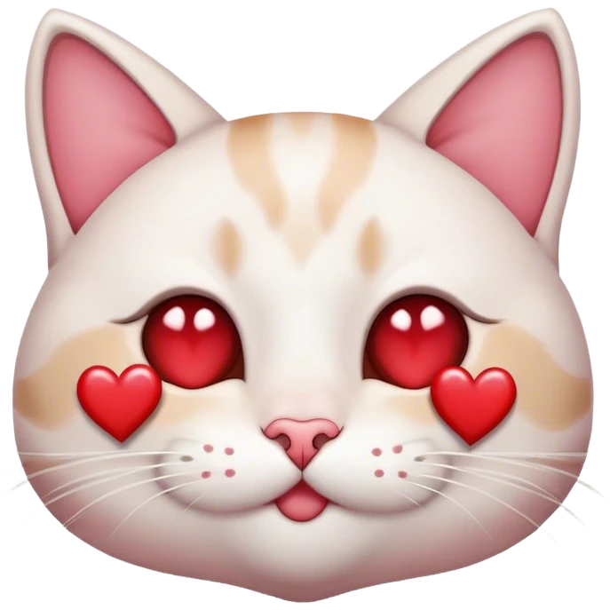 cat blushing with hearts emoji