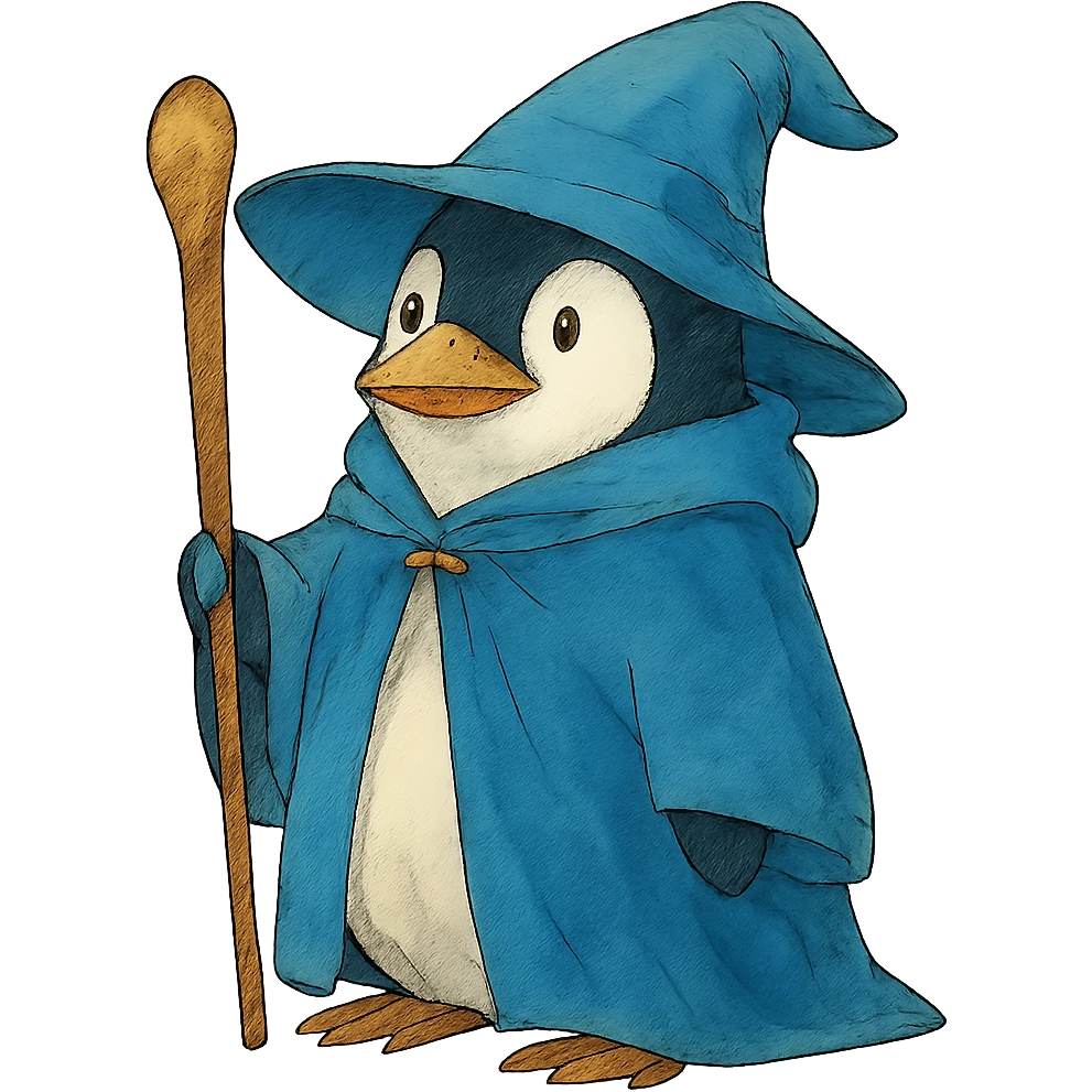 ghibli style penguin wizard emoji
