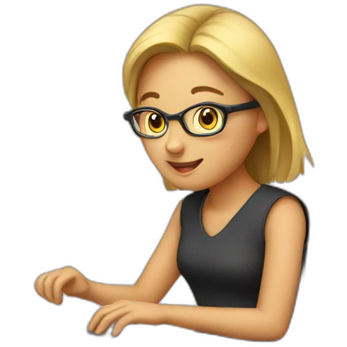 Working with computer girl emoji