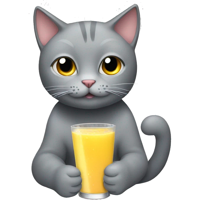 Grey Cat drinking juice emoji