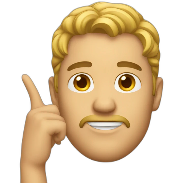 A man pointing on his jawline  emoji