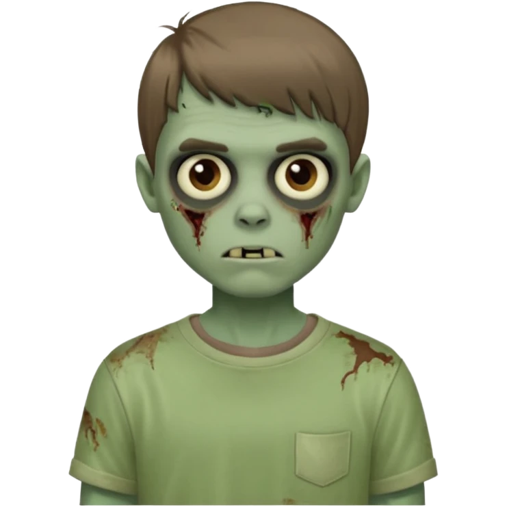 Garoto zumbi com camisa alternativa cabelo castanho quase tijelinha mas não tijelinha emoji