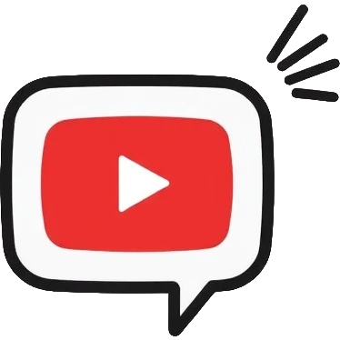 A minimalist logo for "YoutubeShort" combining YouTube play button in red (#FF0000) with a speech bubble and a simple AI brain circuit pattern. Clean lines, flat design. emoji