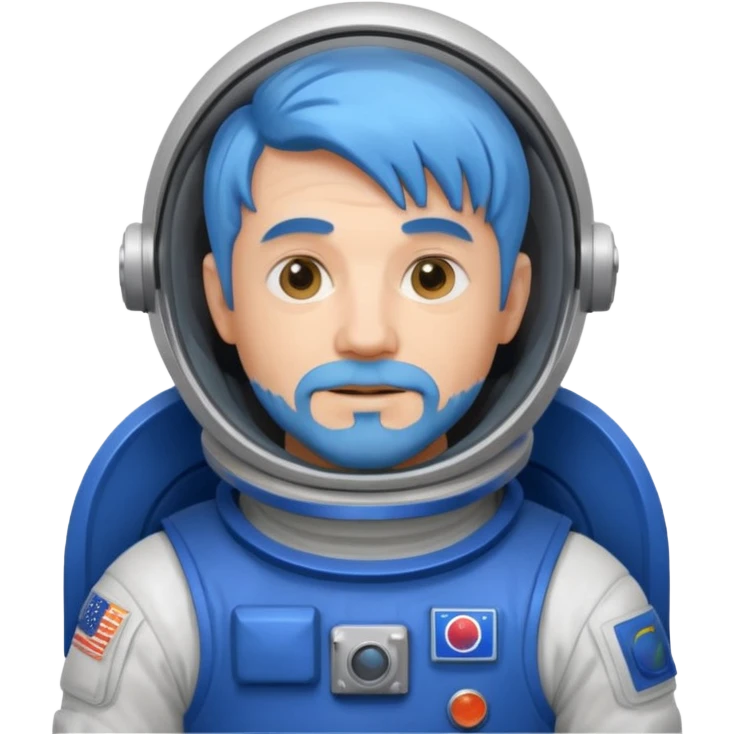 Astronauts, Middle-age, male, white skin, blue hair and blue beard emoji