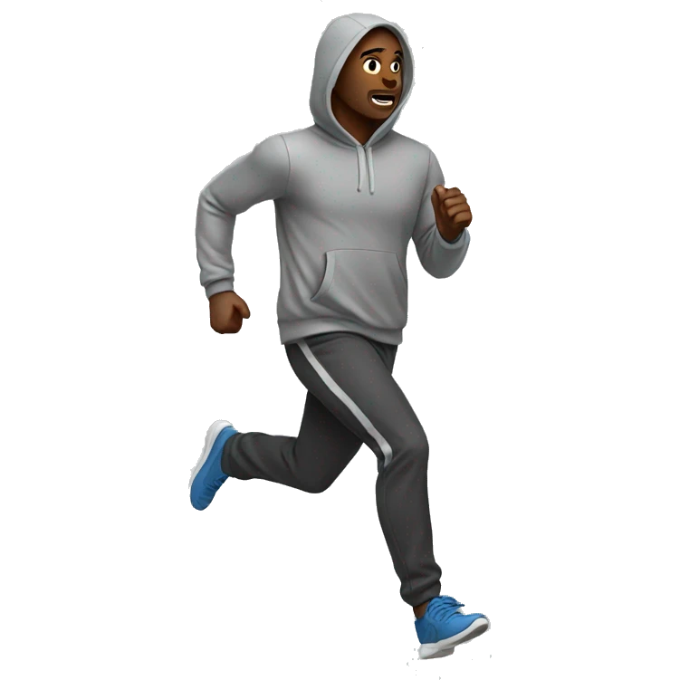 Black man running wearing a hoodie  emoji