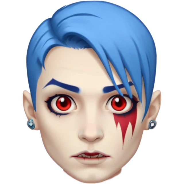 wampire with blue hair and face tattoed emoji