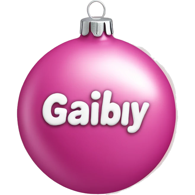 pink ornament with the name gabby on it in cursive emoji