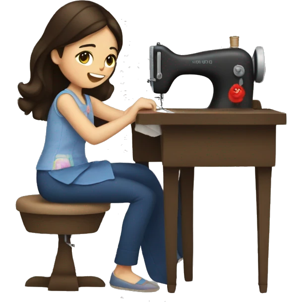 Brunette girl sewing  emoji
