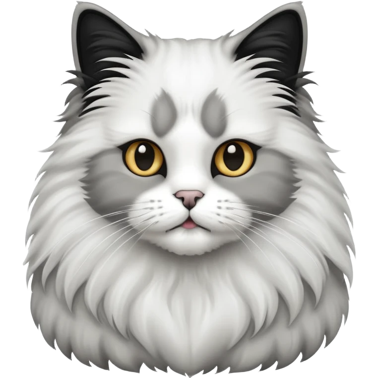 Fluffy cat long hair black and white goatee emoji