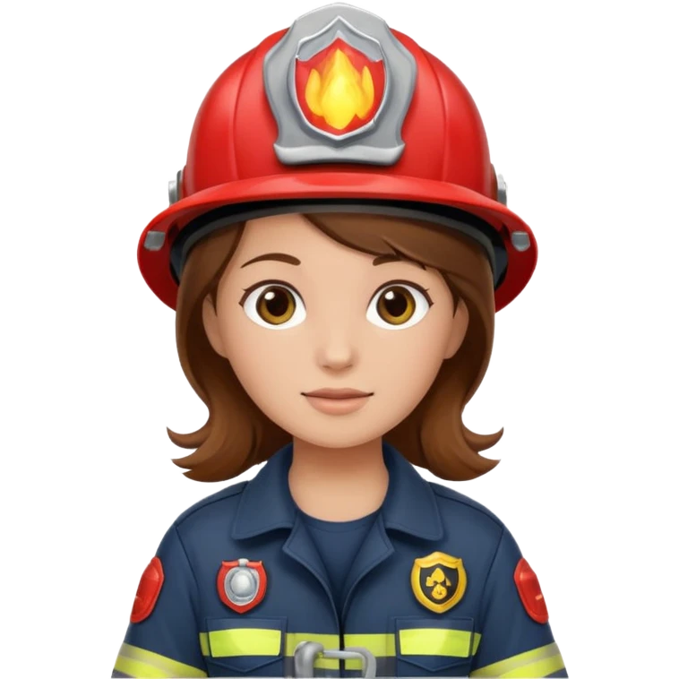 girl fireman with brown hair emoji