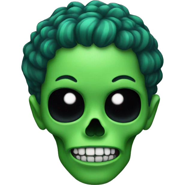 Black skull with green hair  emoji