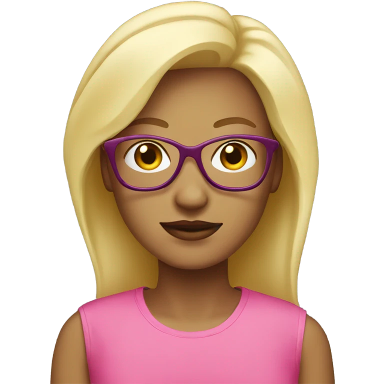 Blond Woman with Glases and pink tshirt emoji