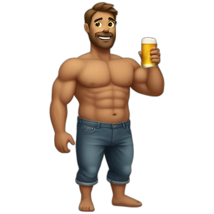 muscular man with beer belly emoji