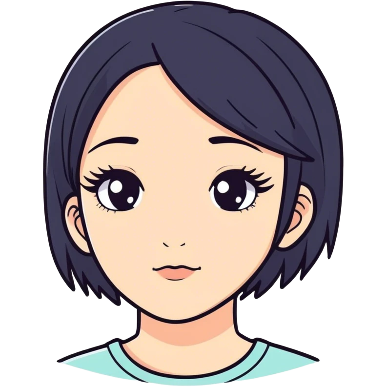 Niña con pero negro y pestañas largas emoji