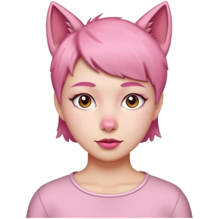 Girl with short hair and pink wolf cut emoji