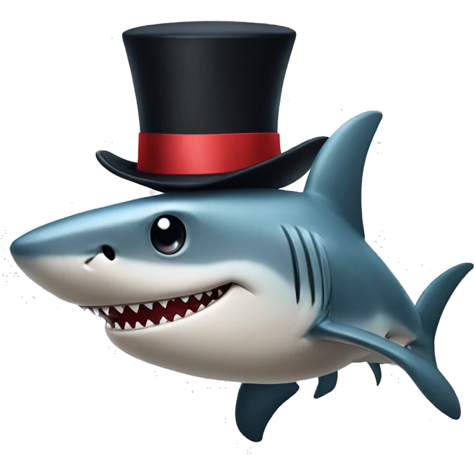 Shark with a top hat emoji