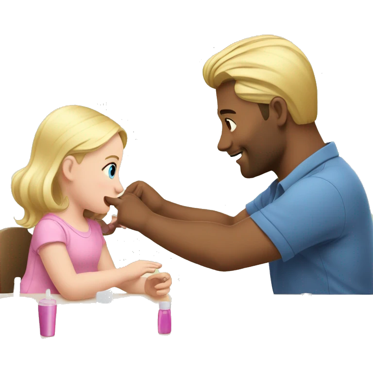 blonde babydaughter gives blonde dad a manicure emoji