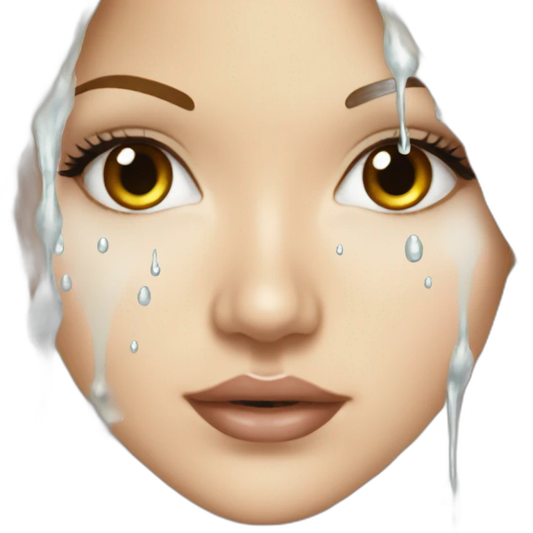 Alexis Texas with white coloured water dripping from her face emoji