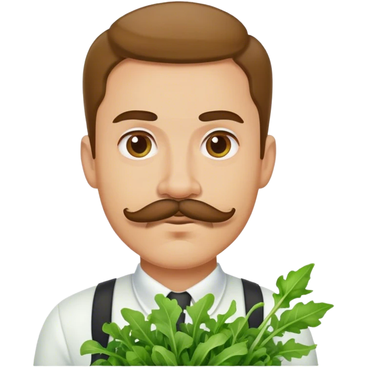 guy with handlebar mustache next arugula emoji