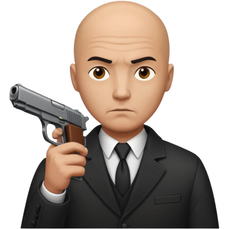bald hitman with pistol emoji