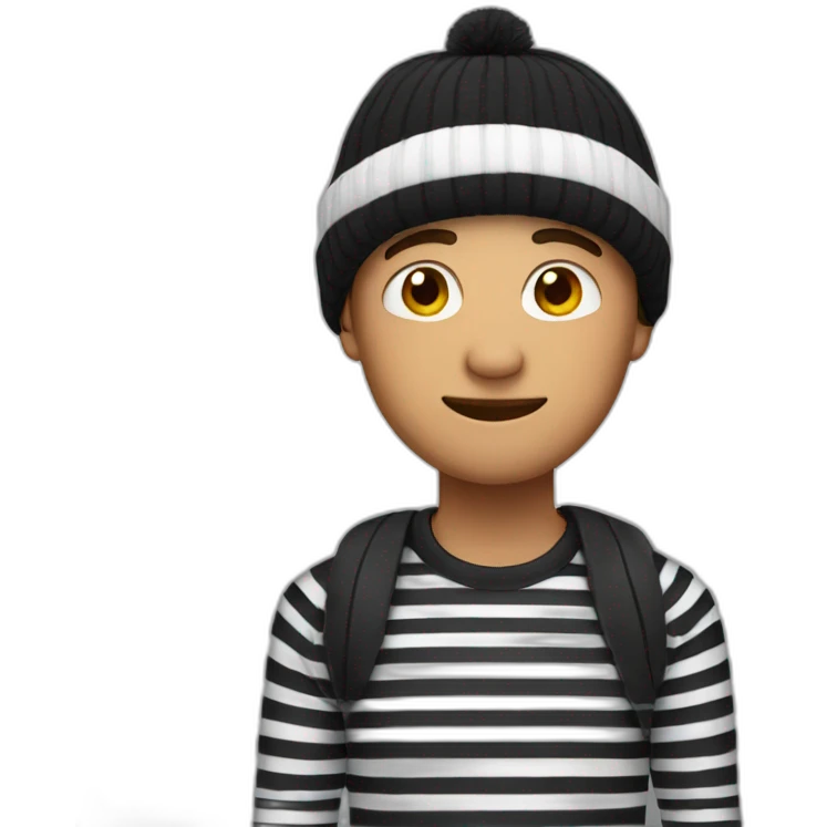 guy with beanie and black and white striped shirt emoji
