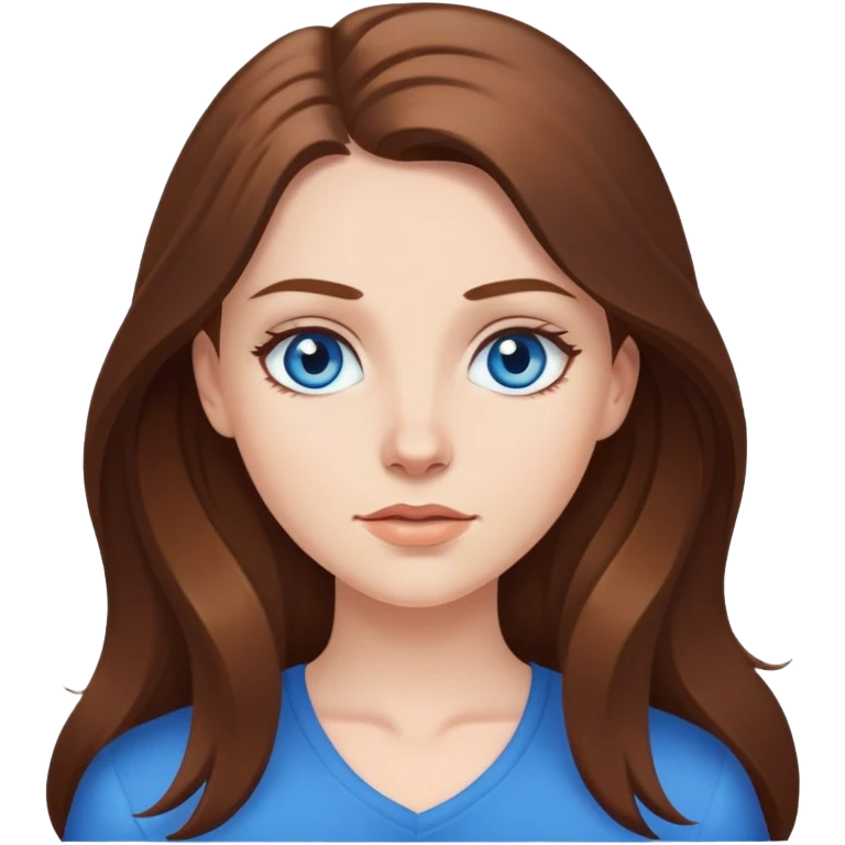 white girl long brown hair blue eyes emoji