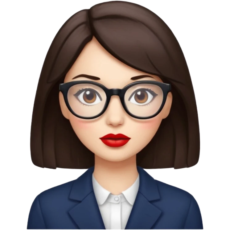 brunette with red lipstick and glasses emoji
