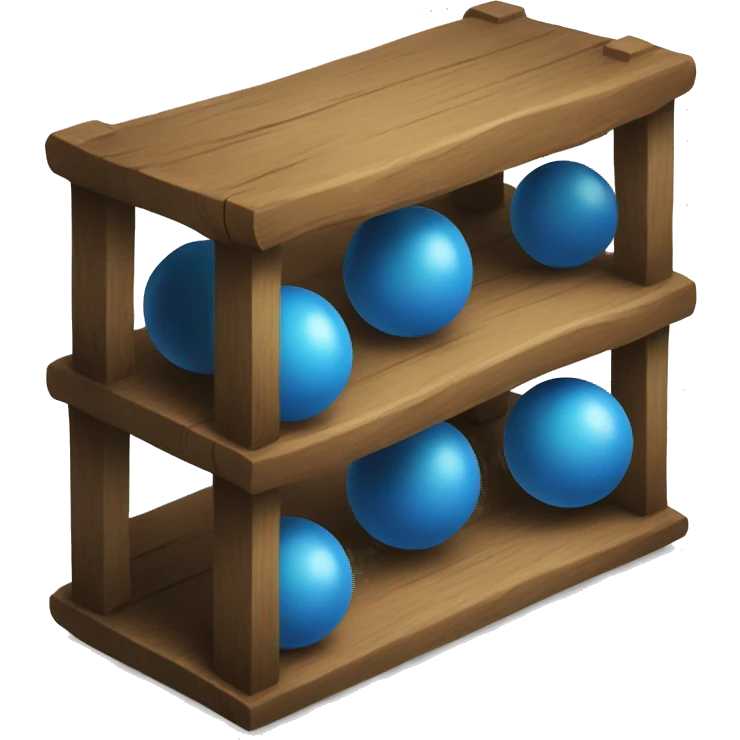 wooden shelves with blue orb prophecies emoji