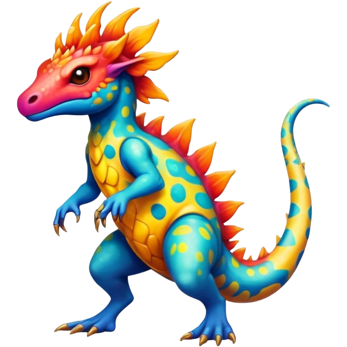 a colorful edgy vernid-fionbri-creature with splash patterns full body emoji