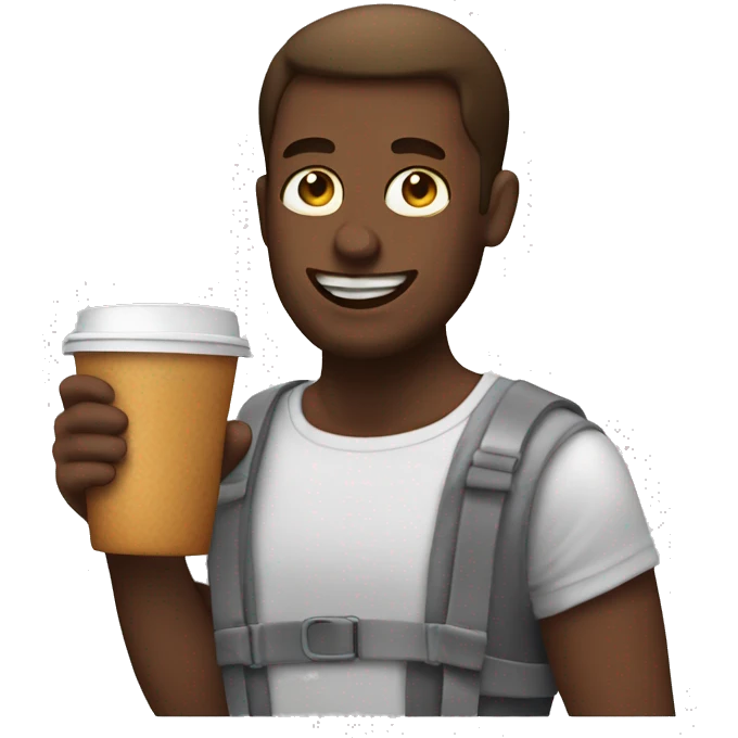 Large white guy drinking dunking donuts coffee emoji