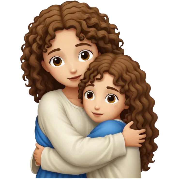 Curly hair girl hugging Jesus Christ  emoji