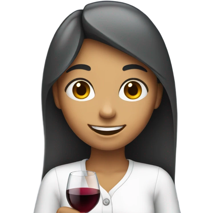 smiling girl with wine glass emoji