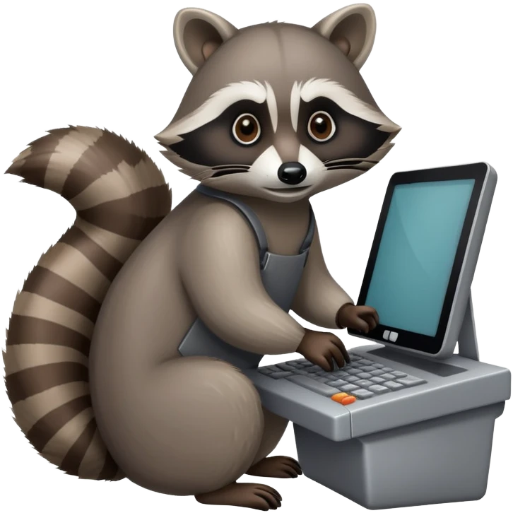 raccoon with computer terminal emoji