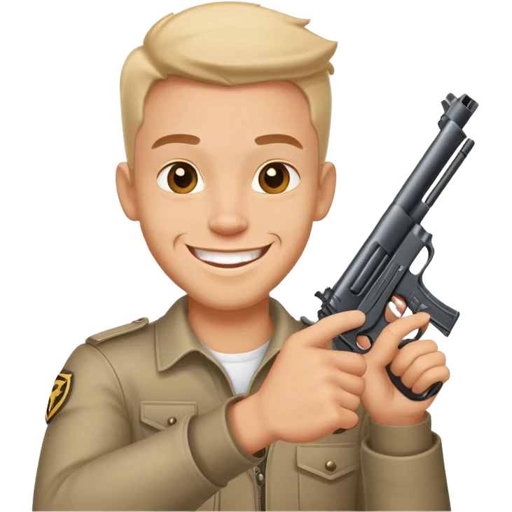 Grinning guy doing the two gun signs  emoji