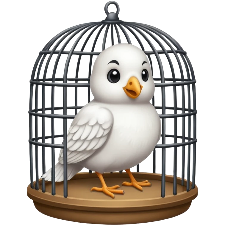 white bird in cage emoji