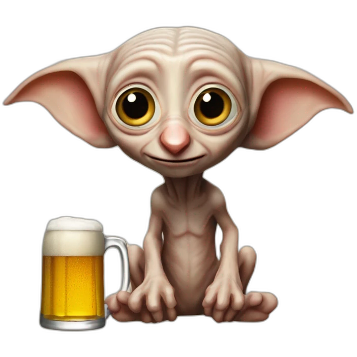 Dobby qui boit une bière  emoji