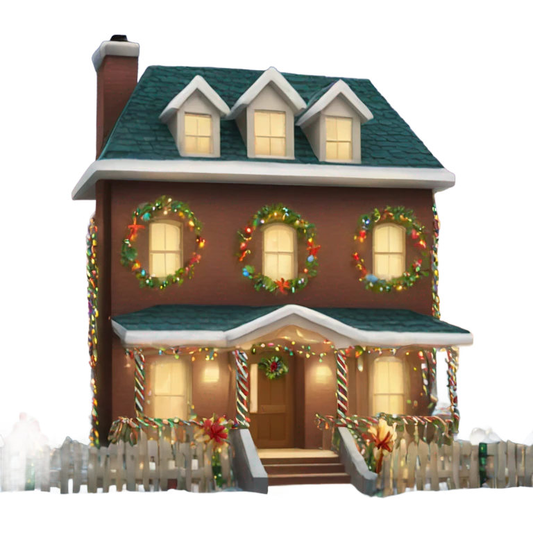 house decorated with fancy Christmas lights and lots of Fancy decorations emoji