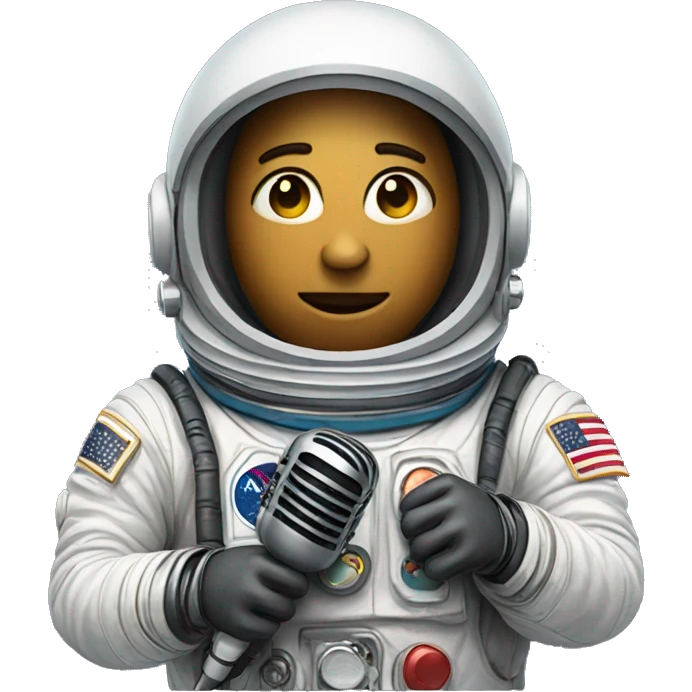 An astronaut with a microphone emoji
