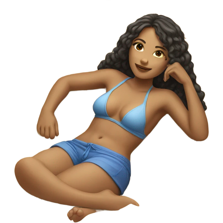 Light colored girls laying on the beach ￼ emoji
