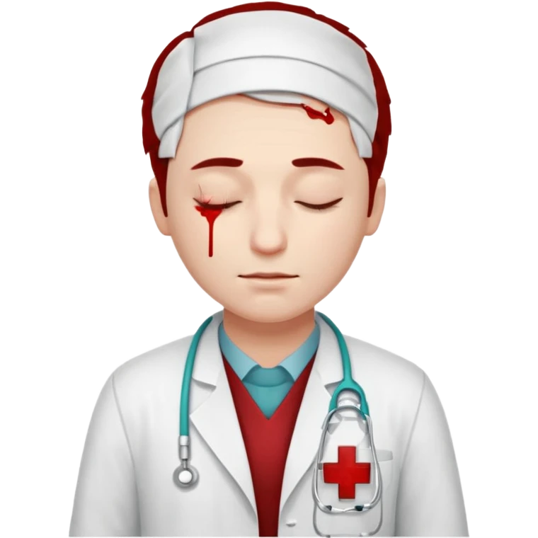 docctor on bed with blood closed eyes emoji