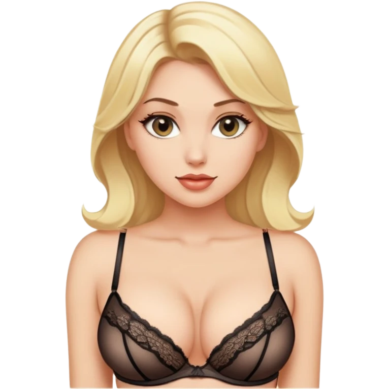 Большегрудая блондинка в сексуальном нижнем белье emoji