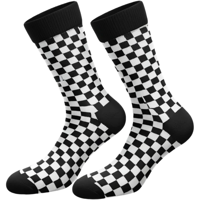 two pairs of black and white checkered socks, simple, clear checkered pattern emoji